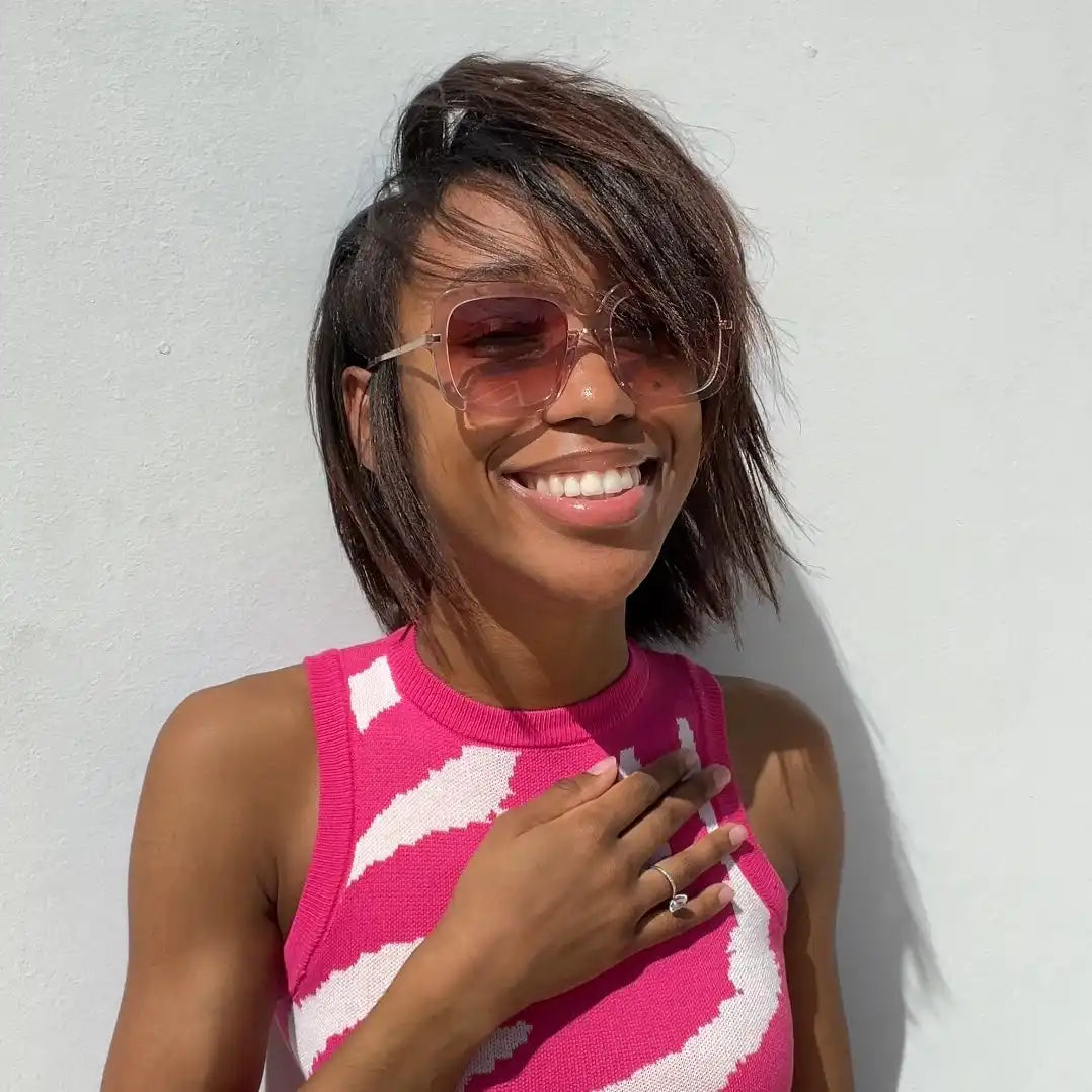 SANDRA - LIGHT PINK CRYSTAL + GLASSES