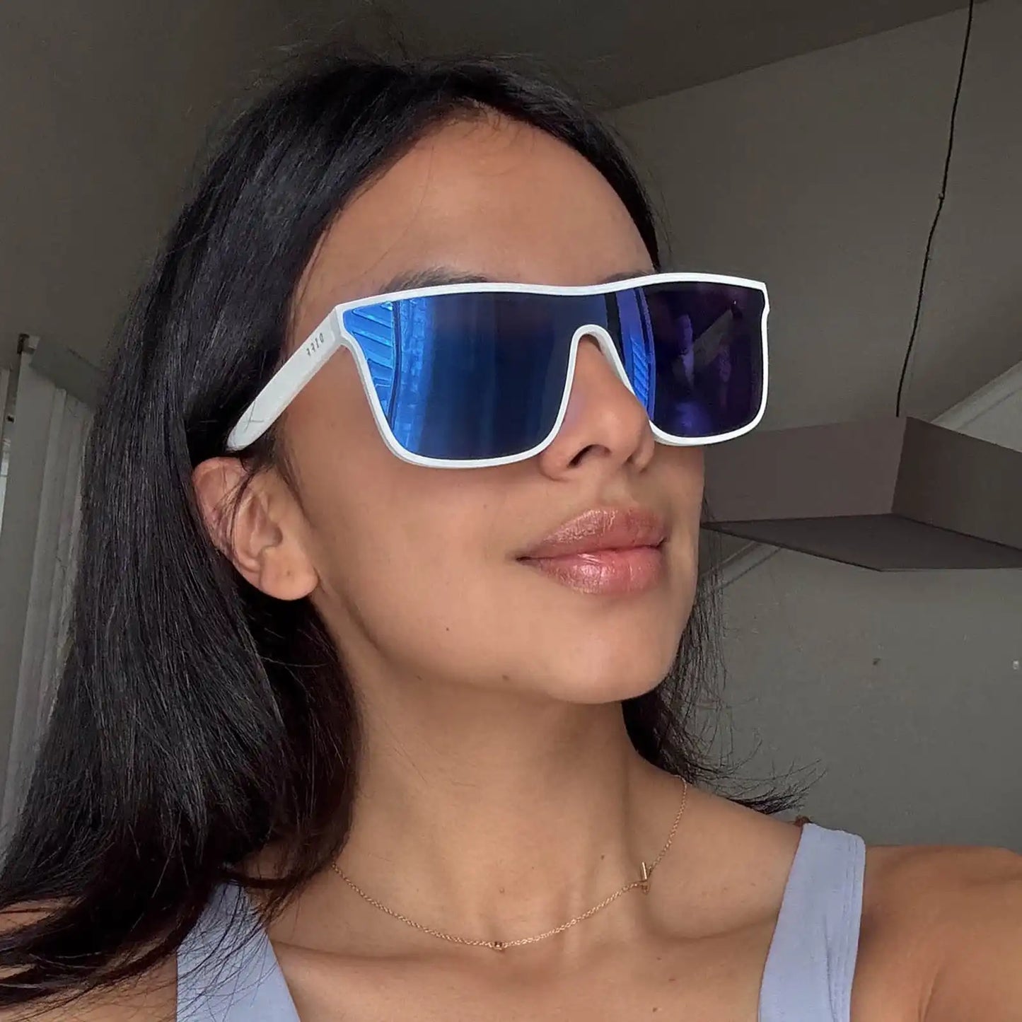FLASH - MATTE WHITE + PURPLE MIRROR + POLARIZED SUNGLASSES