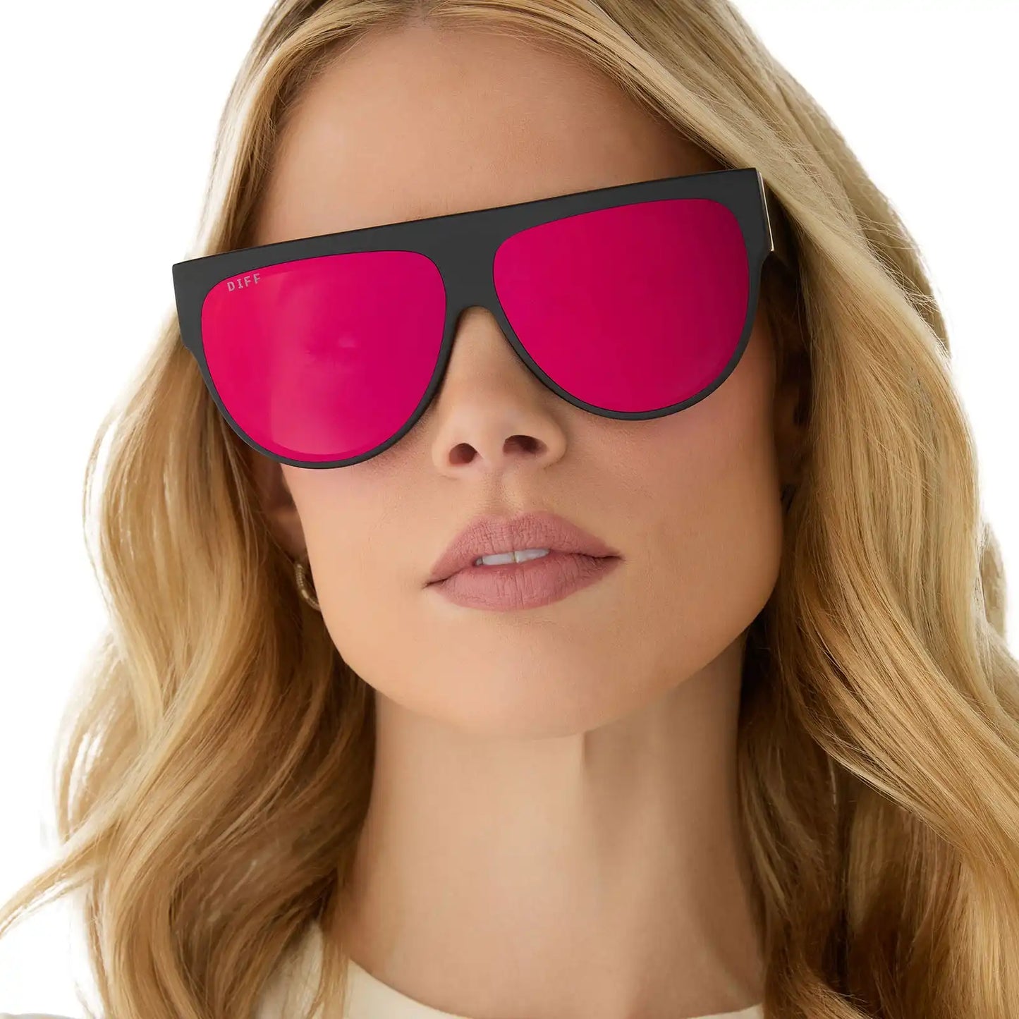 GEORGIE - MATTE BLACK + RED HOT SUMMER MIRROR SUNGLASSES