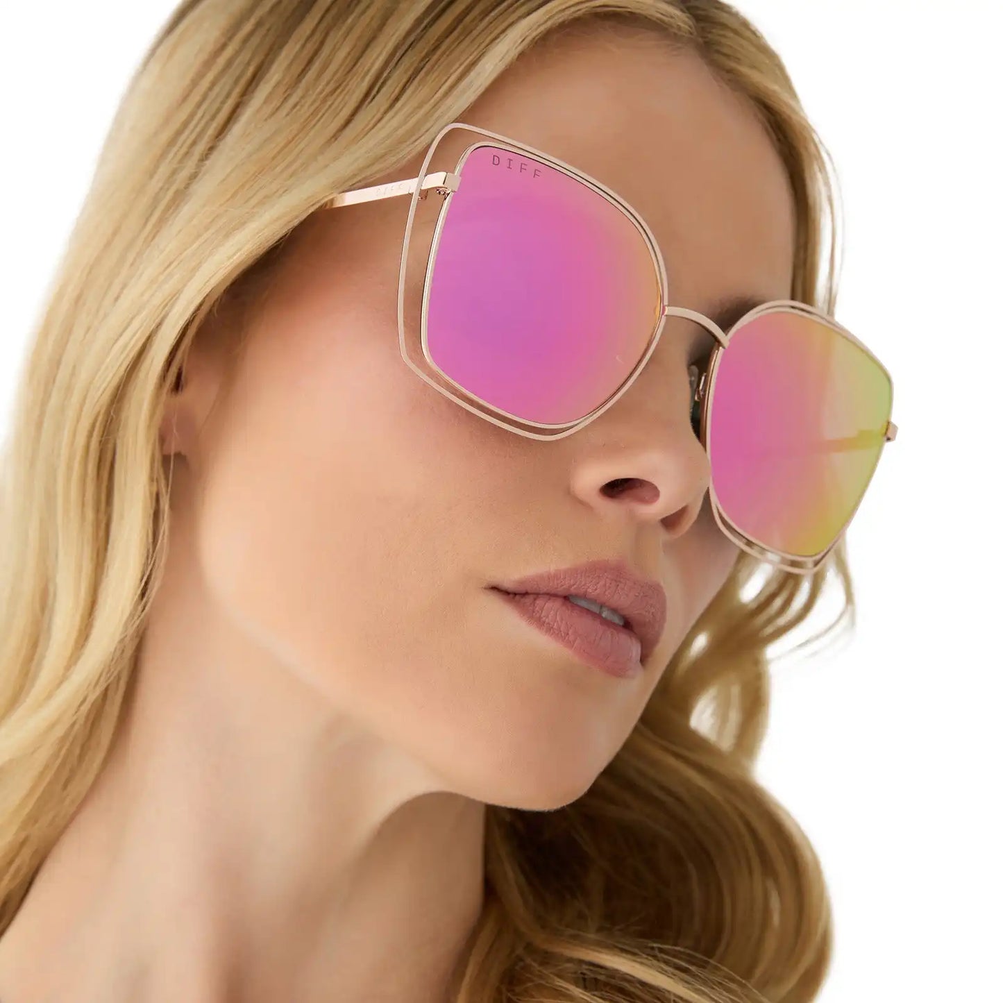 JACQUELINE - CHAMPAGNE + PINK MIRROR SUNGLASSES