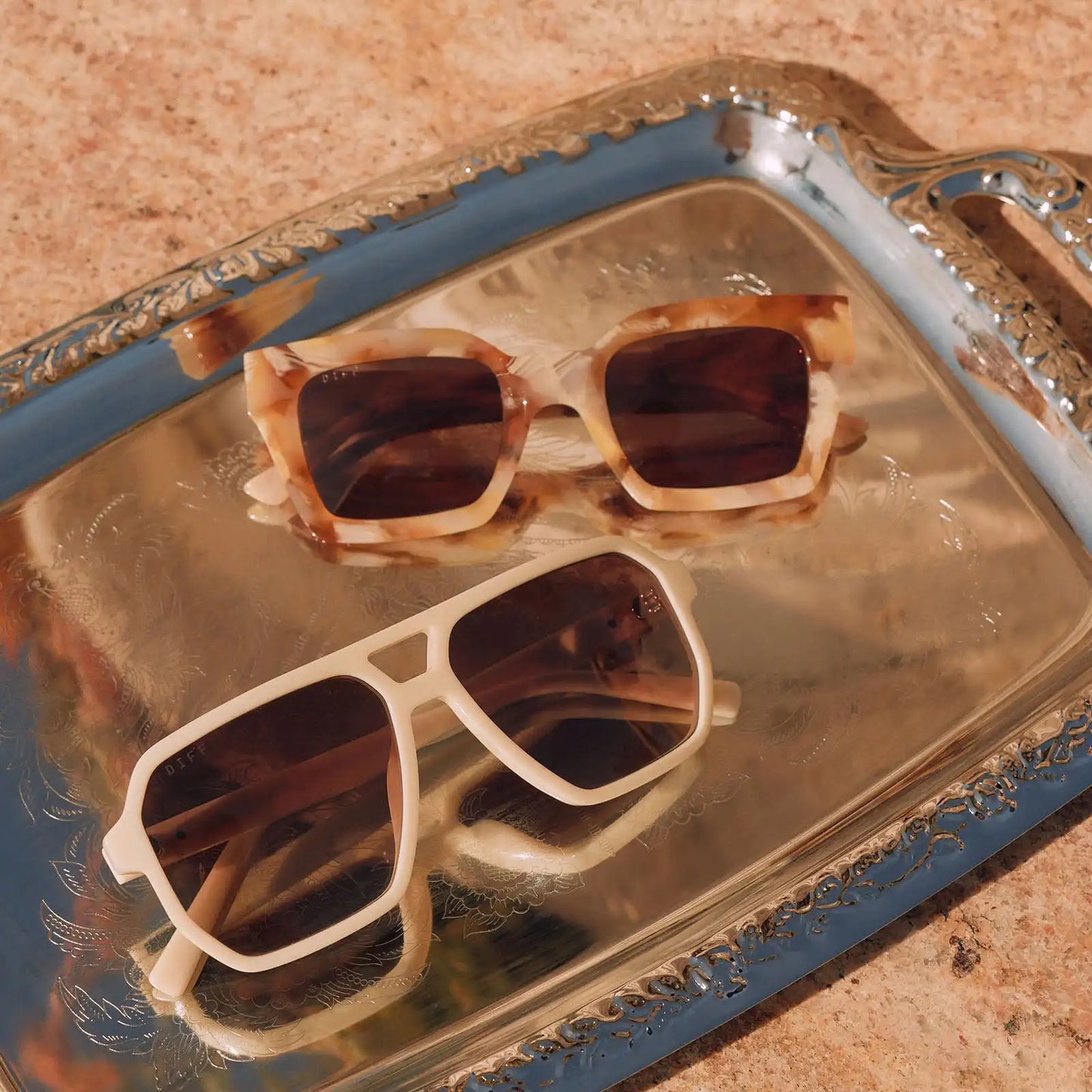 CAMERON - COURTSIDE IVORY + BROWN GRADIENT + POLARIZED SUNGLASSES