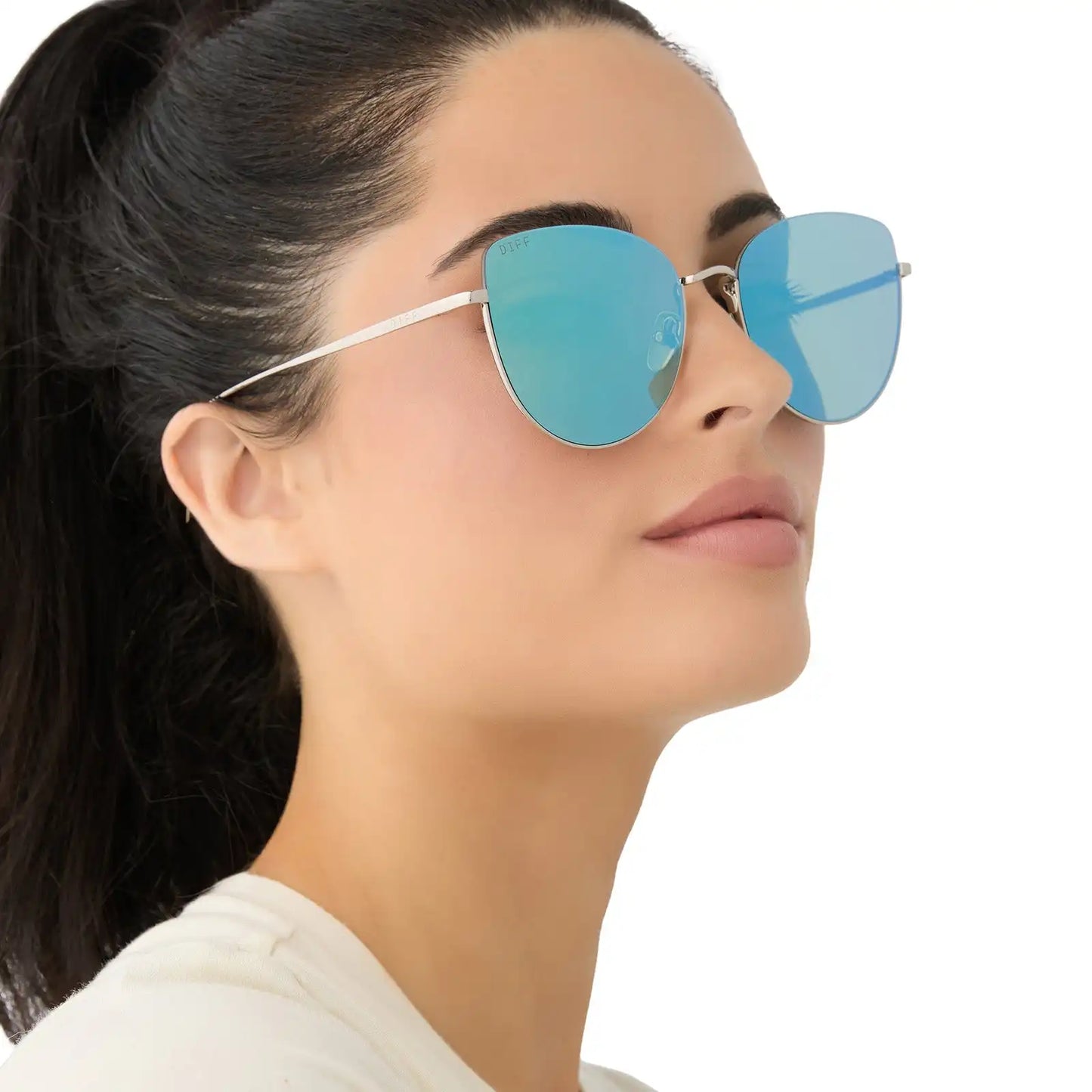 KINSLEY - SILVER + AQUATIC AWE MIRROR SUNGLASSES