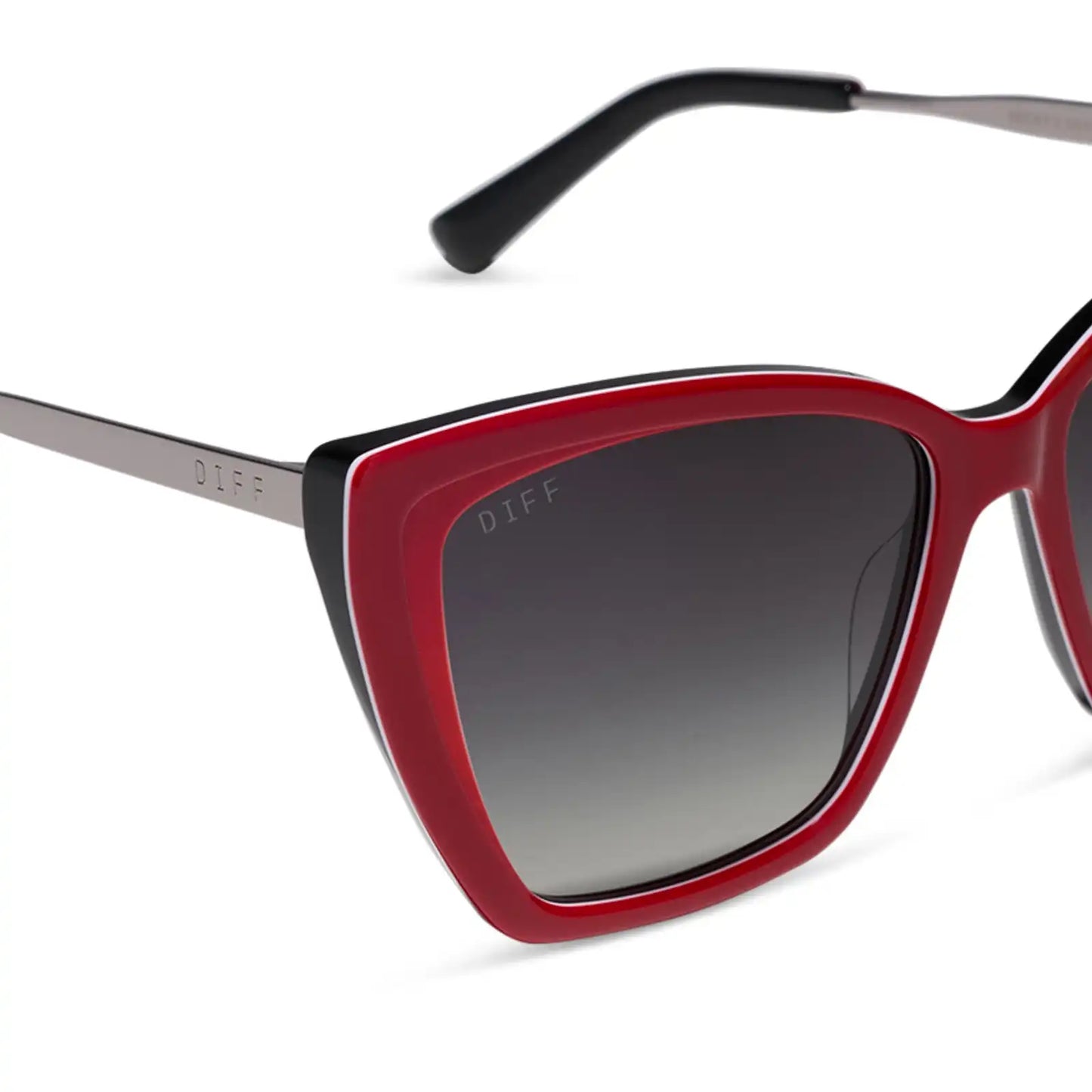 BECKY II - RED, WHITE & BLACK + GUNMETAL + GREY GRADIENT + POLARIZED + SUNGLASSES