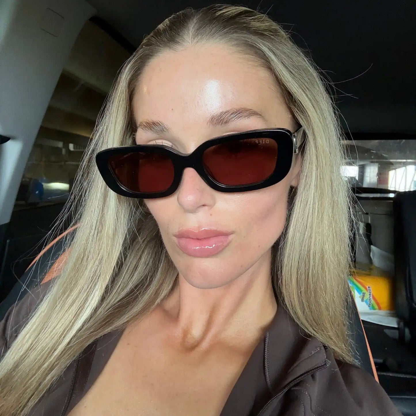 DAPHNE - BLACK + SILVER METAL + BROWN SUNGLASSES