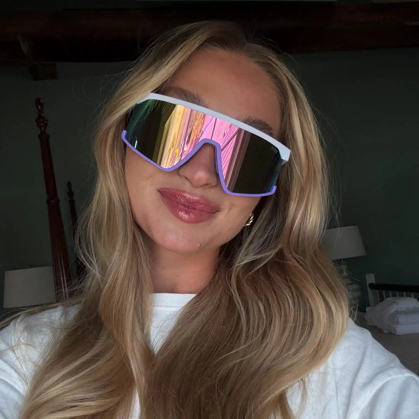 SPIKE - MATTE WHITE LAVENDER + RAINBOW MIRROR + POLARIZED SUNGLASSES