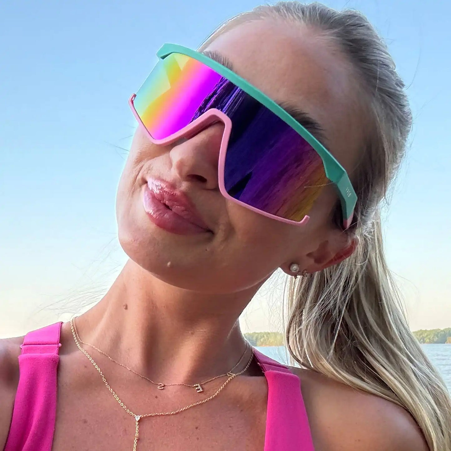 SPIKE - TURQUOISE + PINK RUSH MIRROR + POLARIZED SUNGLASSES