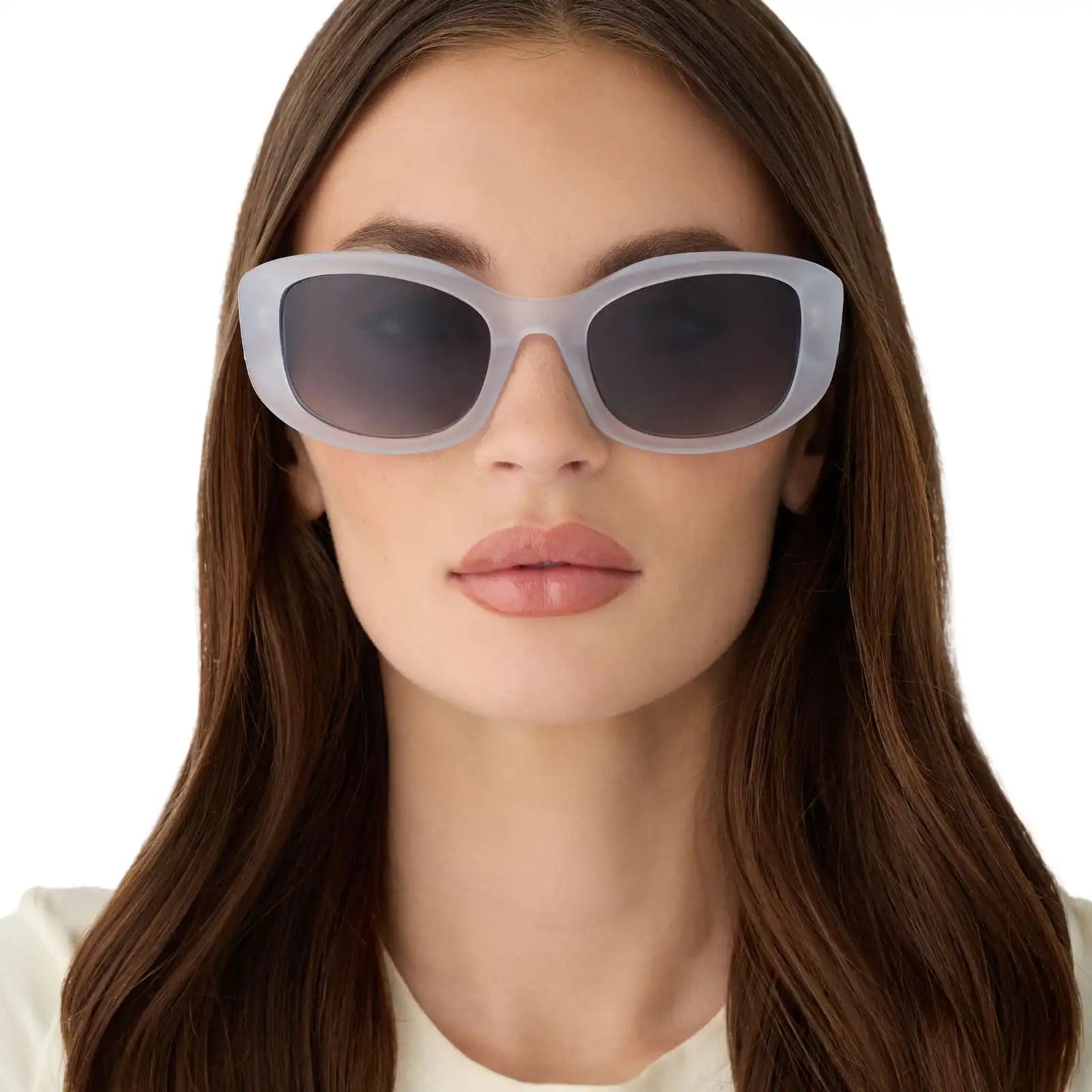 MIRANDA - MILKY WHITE + GREY GRADIENT + POLARIZED SUNGLASSES