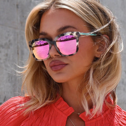 BELLA - CREAM TORTOISE + PINK MIRROR SUNGLASSES