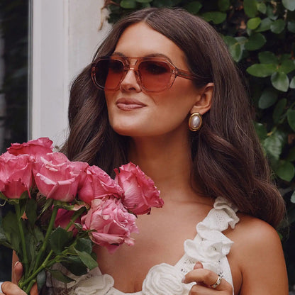 COLLINS - VINTAGE ROSE CRYSTAL + DUSK GRADIENT SUNGLASSES