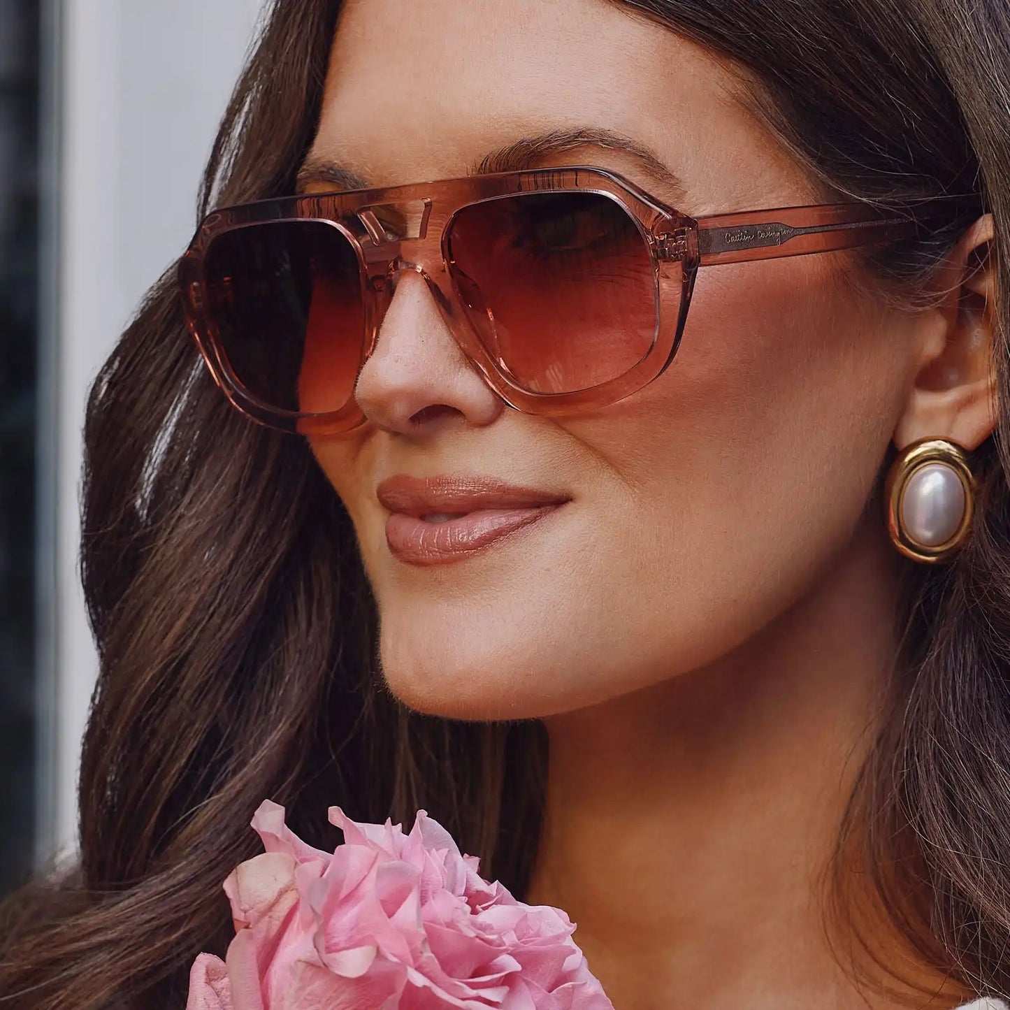 COLLINS - VINTAGE ROSE CRYSTAL + DUSK GRADIENT SUNGLASSES