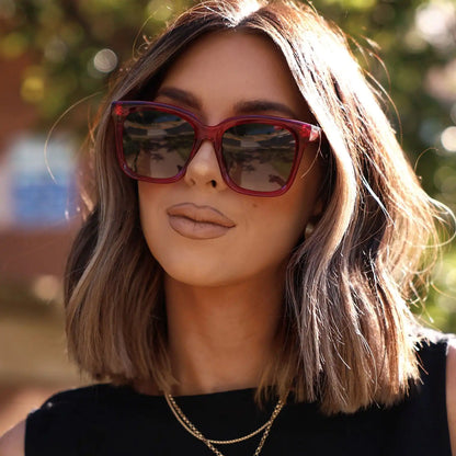 MEREDITH - RED HOT SUMMER + GREY GRADIENT + POLARIZED SUNGLASSES