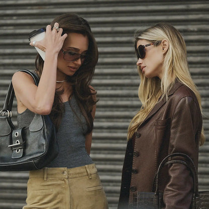 THE DOWNTOWN - OLIVE CRYSTAL + SILVER FLASH + SUNGLASSES