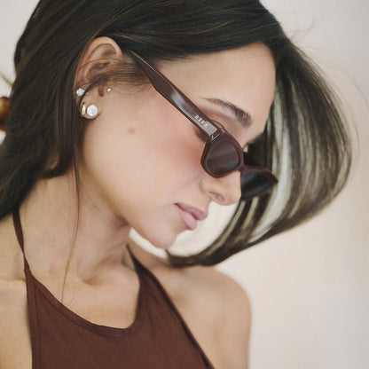 THE TRIBECA - RICH BROWN CRYSTAL + REDDISH BROWN + SUNGLASSES