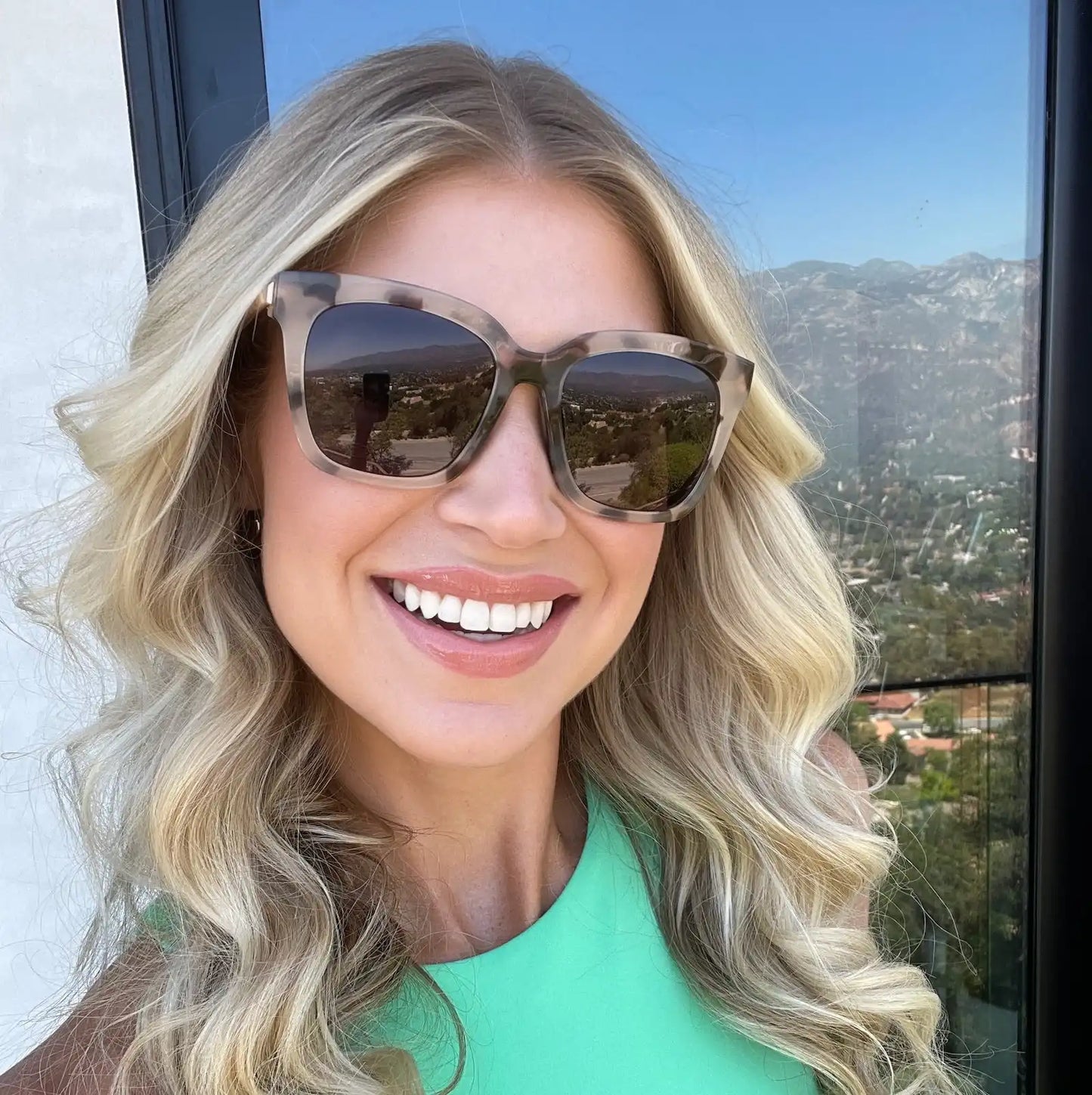 BELLA - CREAM TORTOISE + GREY SUNGLASSES