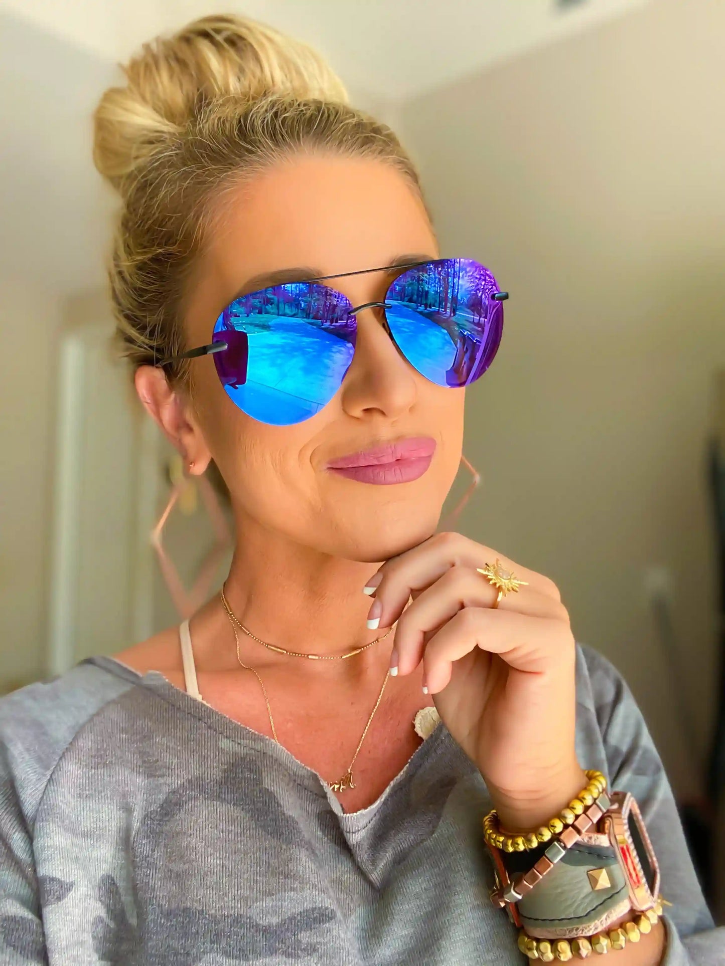 LENOX - MATTE BLACK + PURPLE MIRROR SUNGLASSES
