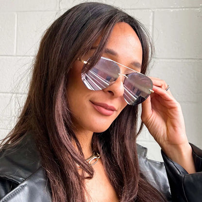 LENOX - BRUSHED GOLD + CHERRY BLOSSOM MIRROR SUNGLASSES