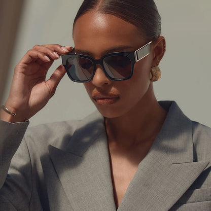 ISABELLA - BLACK + GREY POLARIZED SUNGLASSES