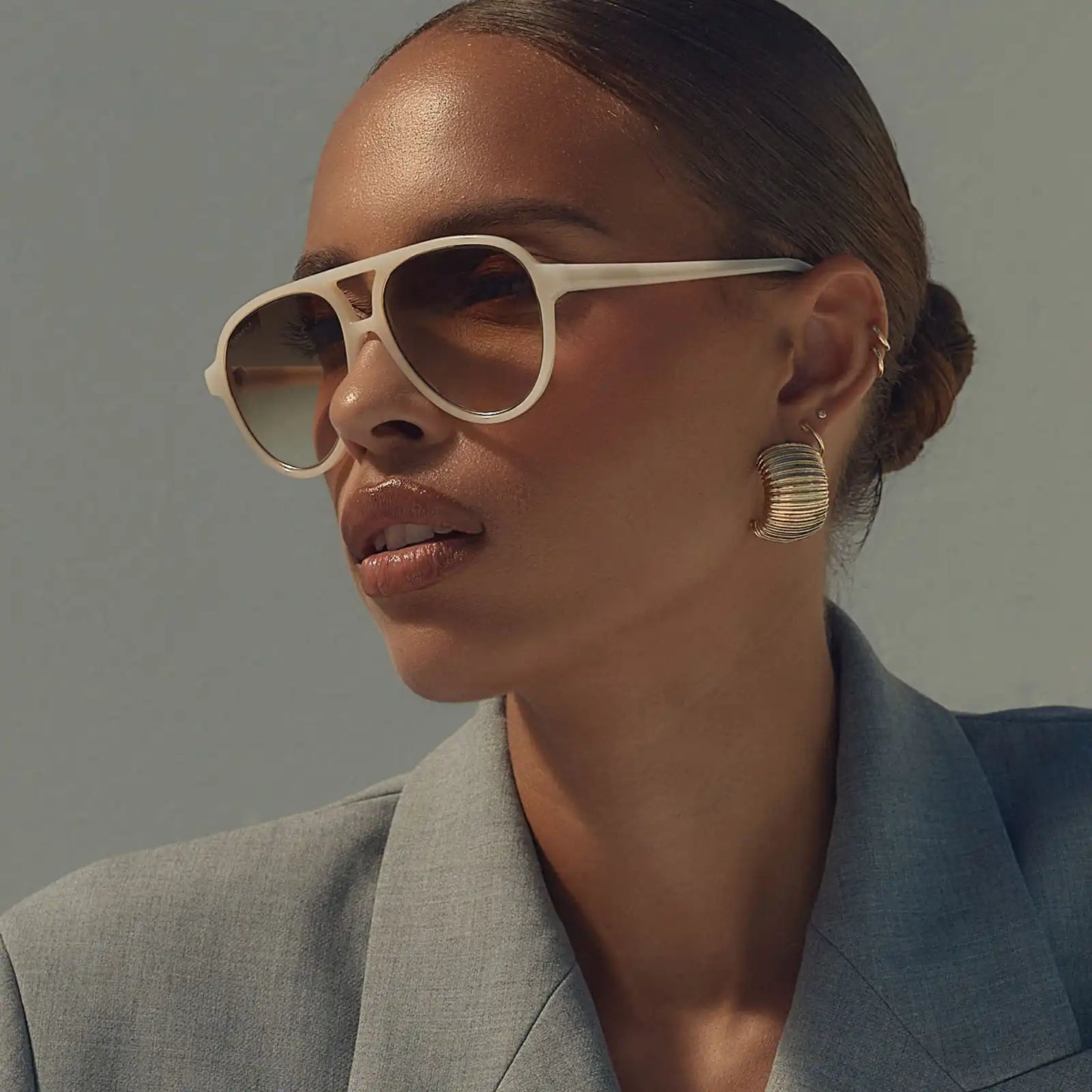 PIA - MERINGUE + BROWN GRADIENT + POLARIZED SUNGLASSES