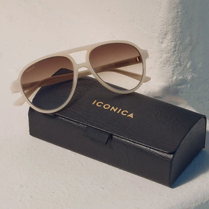 PIA - MERINGUE + BROWN GRADIENT + POLARIZED SUNGLASSES
