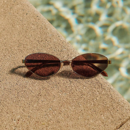 JORDY - GOLD + HORN TORTOISE + BROWN SUNGLASSES