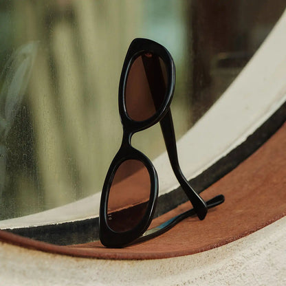 RAYA - BLACK + BROWN SUNGLASSES