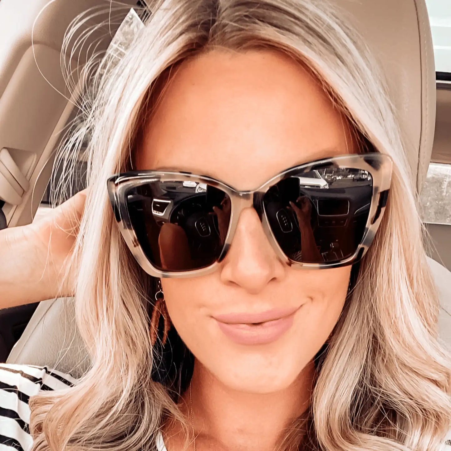 BECKY II - CREAM TORTOISE + GREY POLARIZED SUNGLASSES