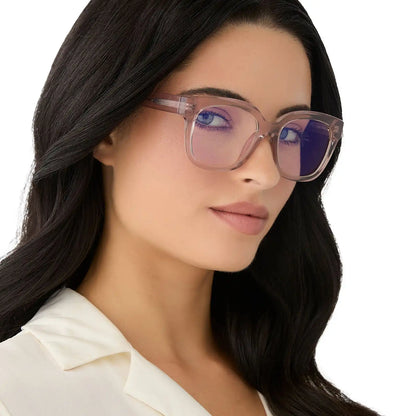 AVA - LIGHT PINK CRYSTAL + BLUE LIGHT READERS