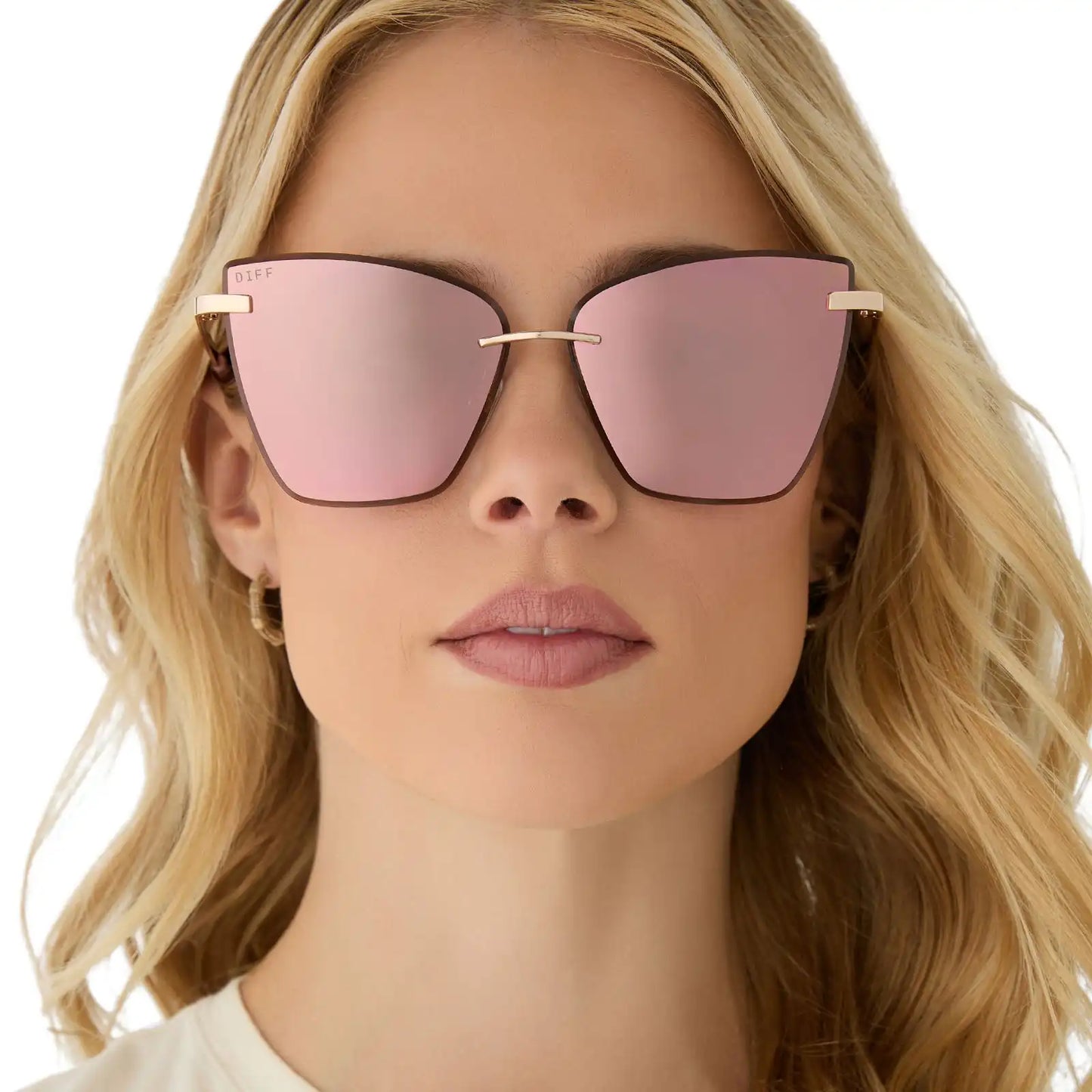 BECKY V - GOLD + PEACH MIRROR SUNGLASSES