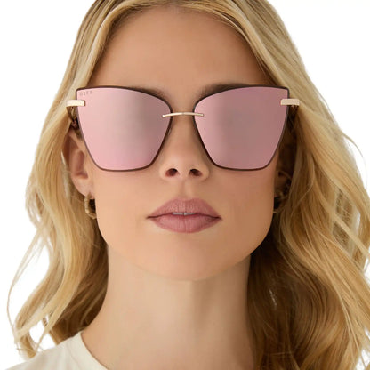 BECKY V - GOLD + PEACH MIRROR SUNGLASSES