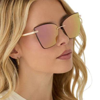BECKY V - GOLD + PEACH MIRROR SUNGLASSES