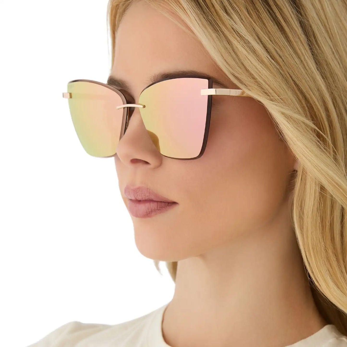 BECKY V - GOLD + PEACH MIRROR SUNGLASSES