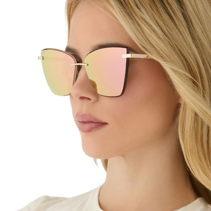 BECKY V - GOLD + PEACH MIRROR SUNGLASSES
