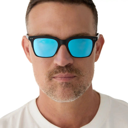 BILLIE - MATTE BLACK + BLUE MIRROR SUNGLASSES