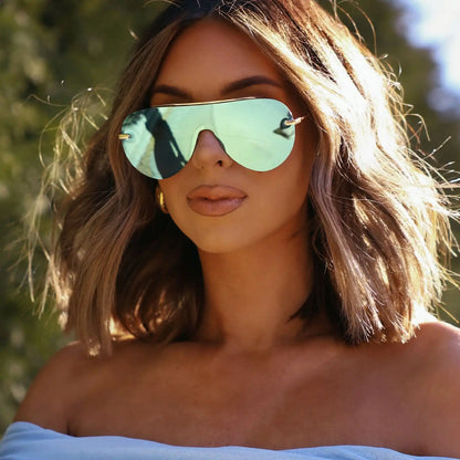 IMANI - GOLD + AQUATIC AWE MIRROR SUNGLASSES