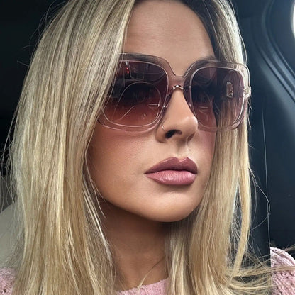 SANDRA - LIGHT PINK CRYSTAL + DUSK GRADIENT SUNGLASSES