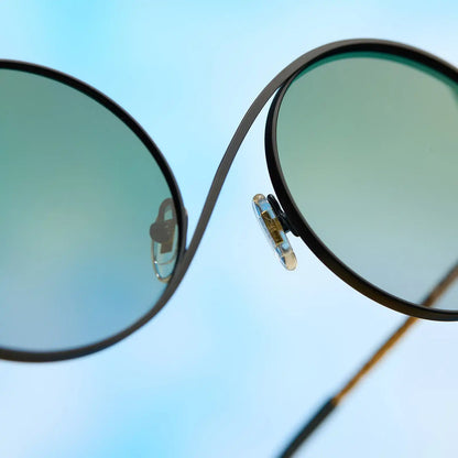 ELPHABA WIRE FRAMES - CLASSIC BLACK WIRE + EMERALD TINT GRADIENT SUNGLASSES