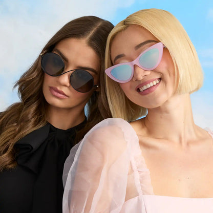 GLINDA UPLAND FOR GOOD - GLASSY PINK CRYSTAL + SILVER FLASH SUNGLASSES