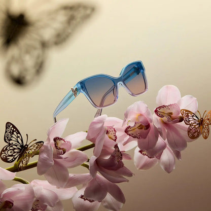 GLINDA UPLAND BUTTERFLY - IRIDESCENT PASTEL BLUE + LAVENDER + OPALESCENT GRADIENT PINK SUNGLASSES