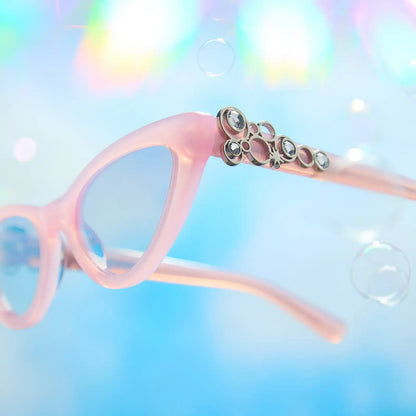 GLINDA UPLAND FOR GOOD - GLASSY PINK CRYSTAL + SILVER FLASH SUNGLASSES