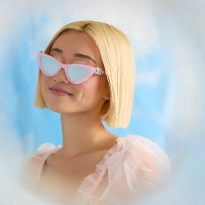 GLINDA UPLAND FOR GOOD - GLASSY PINK CRYSTAL + SILVER FLASH SUNGLASSES
