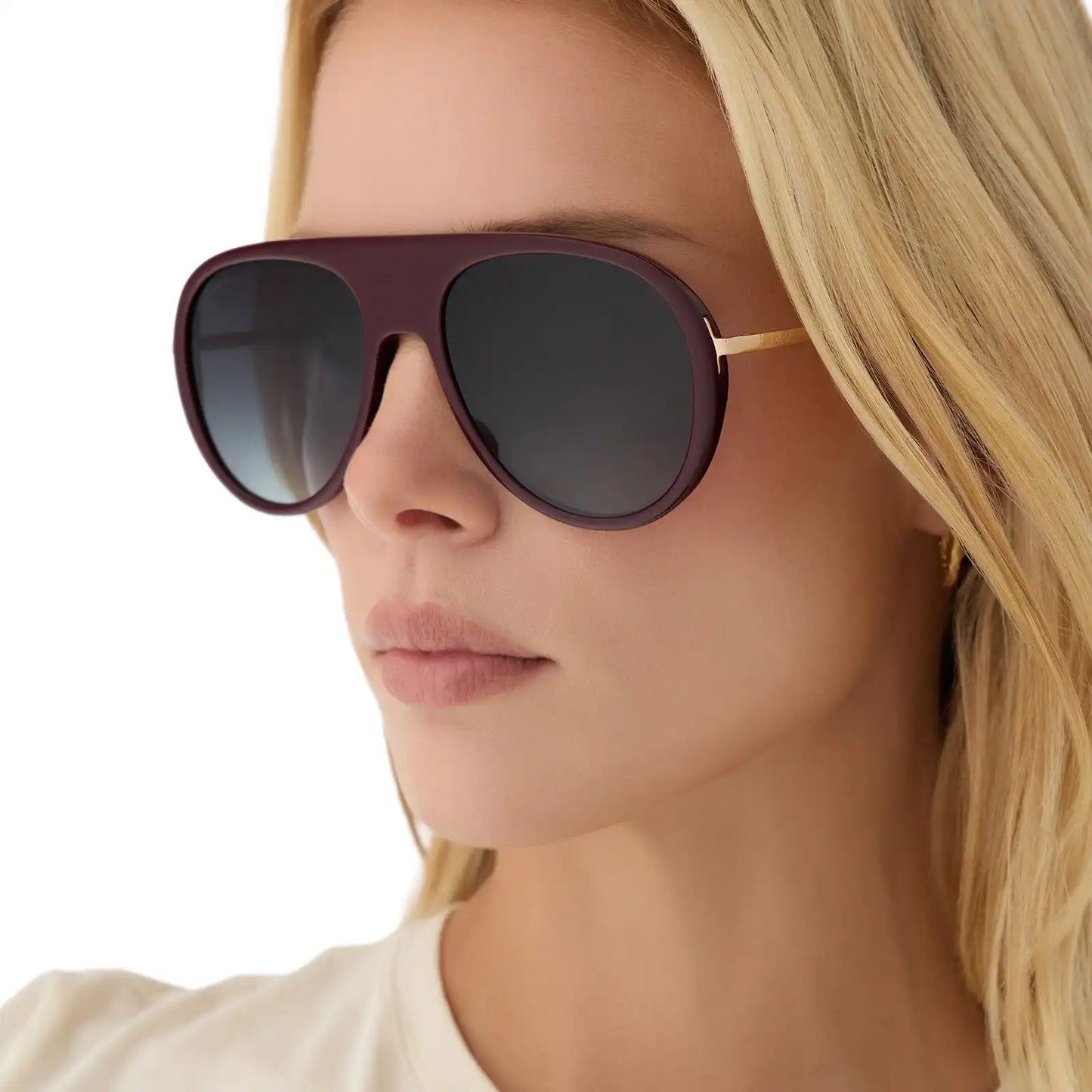 CLEO - DARK CHERRY LAQCUER + GREY GRADIENT + POLARIZED + SUNGLASSES