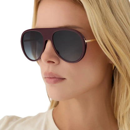 CLEO - DARK CHERRY LAQCUER + GREY GRADIENT + POLARIZED + SUNGLASSES