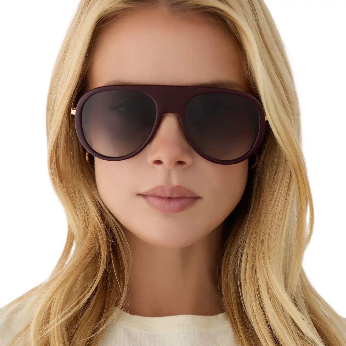 CLEO - DARK CHERRY LAQCUER + GREY GRADIENT + POLARIZED + SUNGLASSES