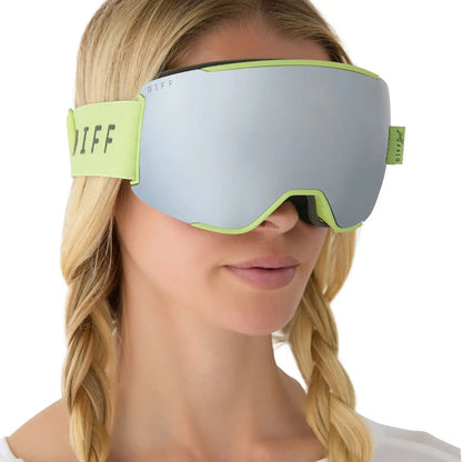 SNOW GOGGLES - ALPINE + LIME GREEN + SILVER MIRROR + POLARIZED GOGGLES & FREE GLACIER GREY LENS