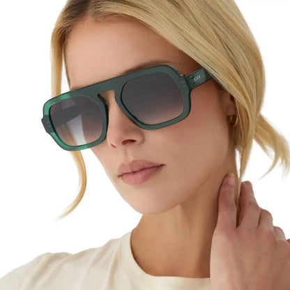 ALIX - DEEP GREEN + GREY GRADIENT + POLARIZED + SUNGLASSES
