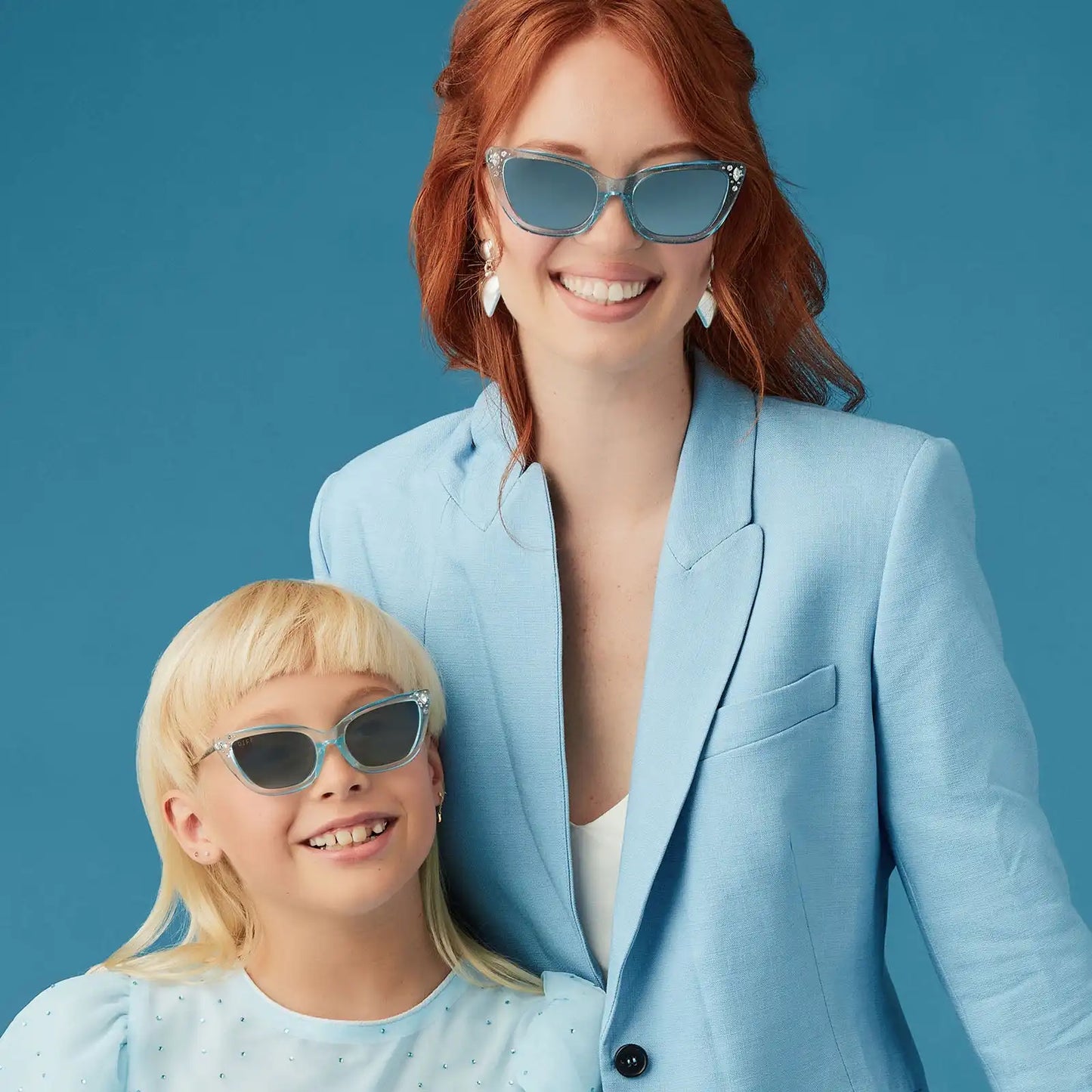 CINDERELLA - BLUE CRYSTAL GLITTER + BLUE DUST GRADIENT + POLARIZED SUNGLASSES