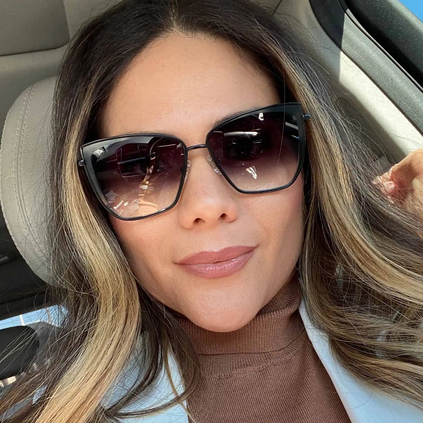 GRACE - MATTE BLACK + GREY GRADIENT SHARP SUNGLASSES