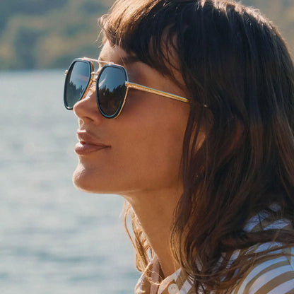 JOEY - BLACK + GOLD METAL + GREY GRADIENT + POLARIZED SUNGLASSES