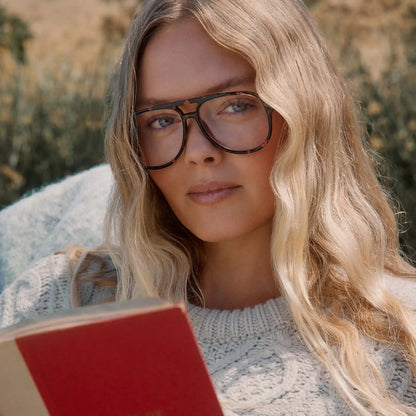 TATUM - ESPRESSO TORTOISE + BLUE LIGHT READERS