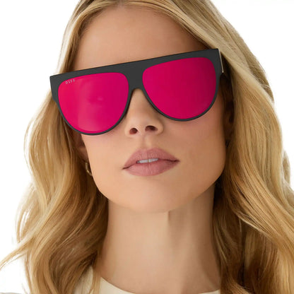 GEORGIE - MATTE BLACK + RED HOT SUMMER MIRROR SUNGLASSES
